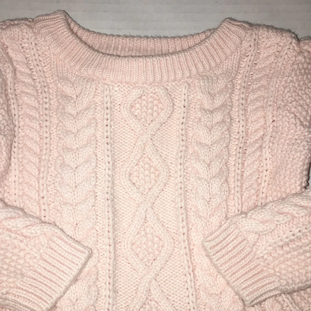 Baby Gap Chunky Pink Toddler Girl Sweater With Ruffle Hem | Size 12-18 Months